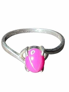 Sterling Silver Ring with Pink Cabochon Stone size 10